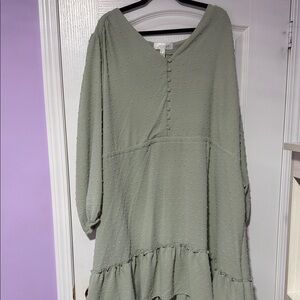 Addition Elle Sage Green Long Sleeve Dress